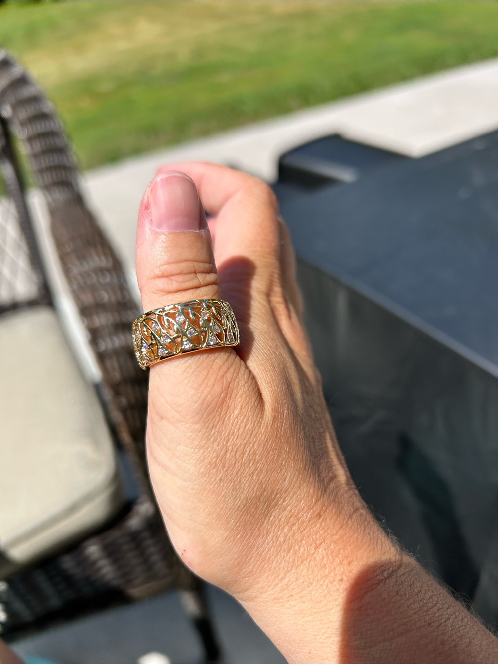 4/$100 Gold-Tone Filigree Wide Band Ring - Women's Fashion Jewelry size 10